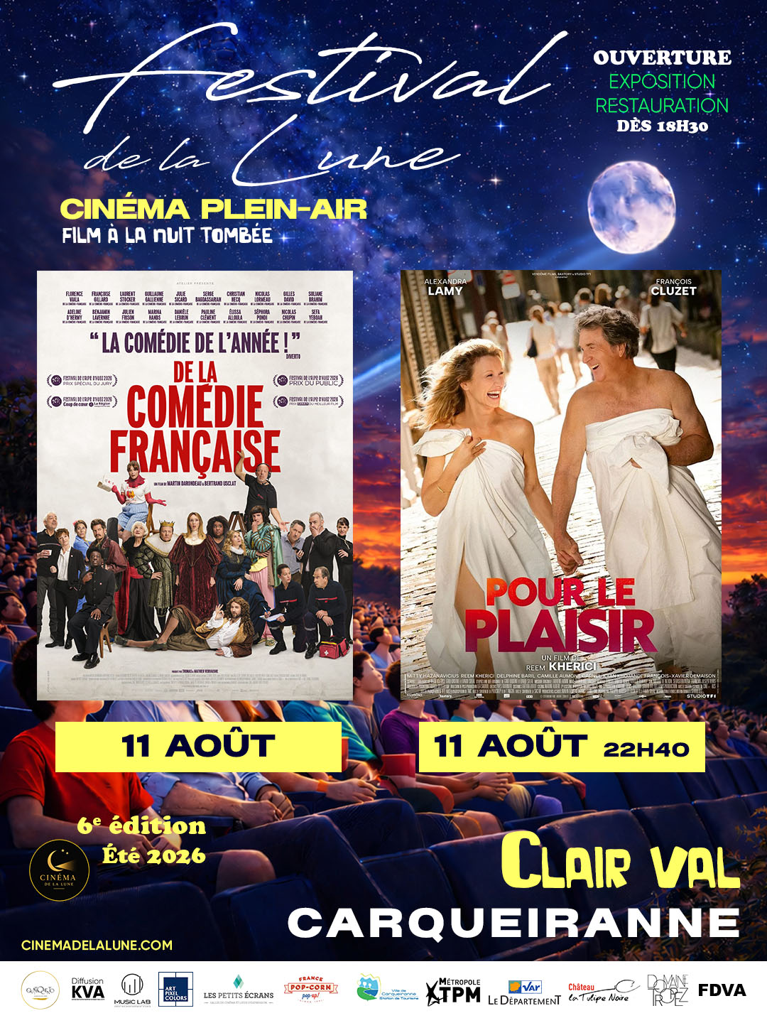 Visuel 11 AOÛT 6e Festival de La Lune 2026 FACEBOOK ET INSTAGRAM 1080 1440 pixels partenaires 200 pixels