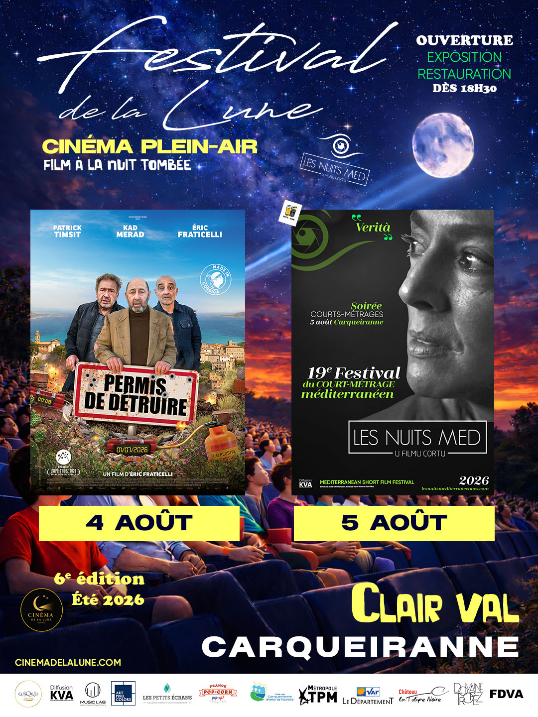 Visuel 4 & 5 AOÛT 6e Festival de La Lune 2026 FACEBOOK ET INSTAGRAM 1080 1440 pixels partenaires 200 pixels