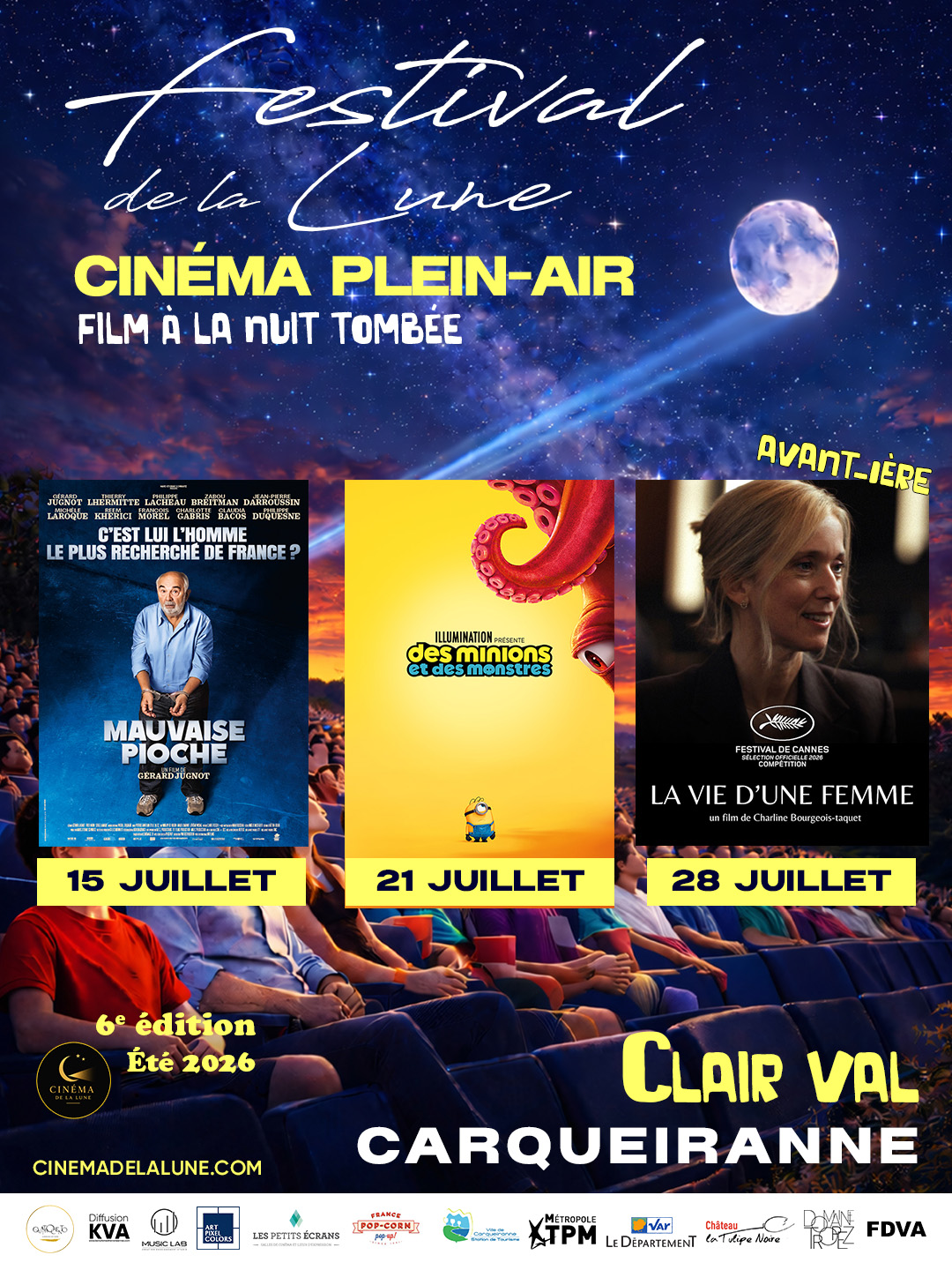 Visuel115-21-28 JUILLET 6e Festival de La Lune 2026 CLMAIR VAL Carqueiranne FACEBOOK ET INSTAGRAM 1080 1440 pixels partenaires 200 pixels
